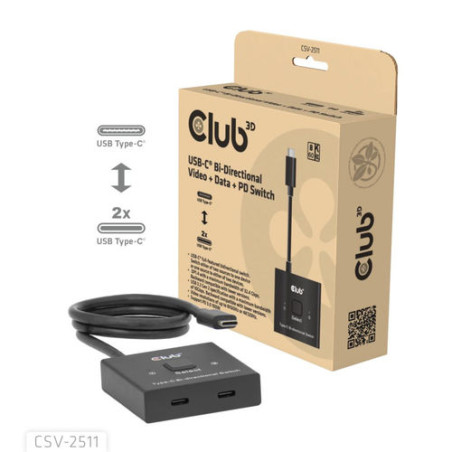 SWITCH CLUB 3D USB-C BIDIRECCIONAL DE VIDEO+DATOS+PD - CSV-2511