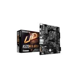 GIGABYTE A520M H ARGB Placa Base ? Compatible con CPUs AMD Ryzen Serie 5000, hasta 5100 MHz DDR4 (OC), M.2 PCIe 3.0 x4, LAN 1 Gb