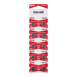 Maxell Pack de 10 Pilas Alcalinas de Boton LR43 1.5V - LR0043-B10 MXL