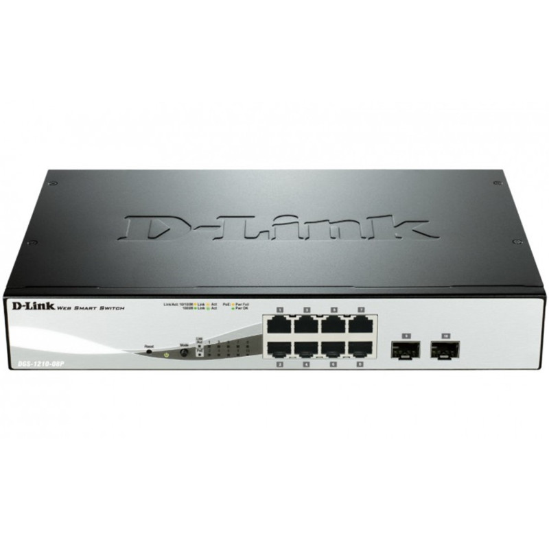 Switch d - link 8 puertos gigabit ethernet 10 - 100 - 1000 poe layer2 smartiii - DGS-1210-08P/E-2
