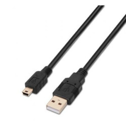 Cable USB 2.0 Aisens A101-0024/ USB Macho - MiniUSB Macho/ 1m/ Negro - A101-0024