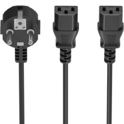 Cable Alimentación CPU Aisens A132-0865/ CEE7 Macho - 2x C13 Hembra/ 3m/ Negro - A132-0865
