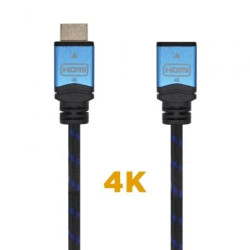 Cable Alargador HDMI Aisens A120-0453/ HDMI Macho - HDMI Hembra/ 2m/ Negro/ Azul - A120-0453