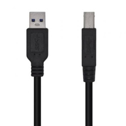 Cable USB 3.0 Impresora Aisens A105-0444/ USB Tipo-B Macho - USB Macho/ 5Gbps/ 2m/ Negro - A105-0444