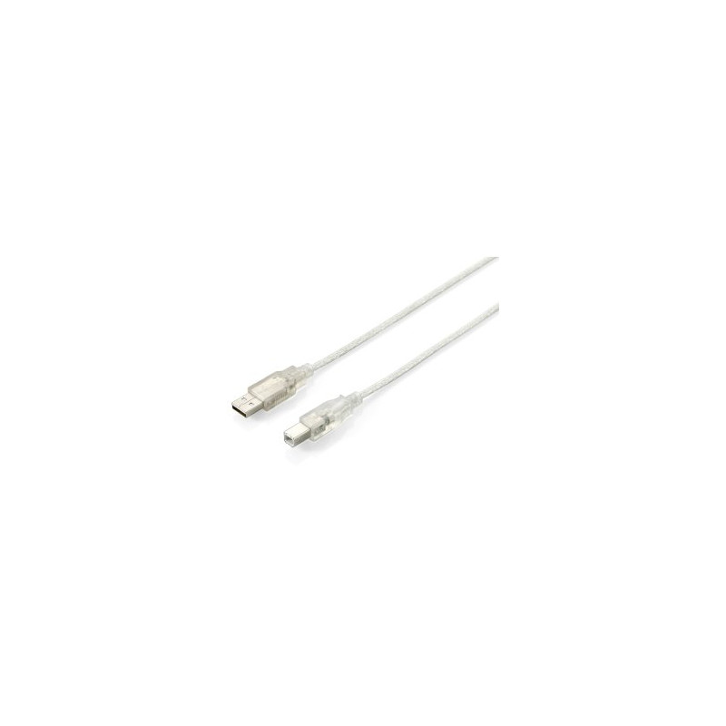 Equip USB Kabel 2.0 A-B St/St 5.00m transparent Polybeutel - 4015867108055