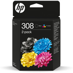 HP 2 Cartuchos 308 negra/tricolor - 6L6S6UE-2
