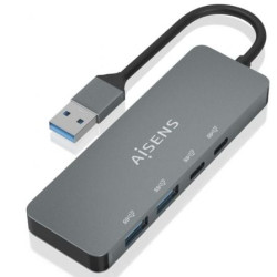 Hub USB 3.2 Aisens A106-0696/ 2xUSB/ 2xUSB Tipo-C/ Gris - A106-0696