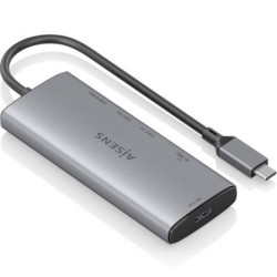Docking USB Tipo-C Aisens ASUC-6P029-GR/ 1xHDMI 4K/ 1xUSB/ 2xUSB Tipo-C/ 1xLector de Tarjetas/ Gris - ASUC-6P029-GR