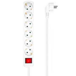Regleta con Interruptor Aisens A154-0535/ 6 Tomas de Corriente/ Cable 1.4m/ Blanco - A154-0535