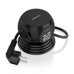 Regleta con Interruptor Aisens ASPS-2A2C05-BK/ 3 Tomas de Corriente/ 2 USB Tipo-C/ 2 USB/ Cable 1.4m/ Negro - ASPS-2A2C05-BK