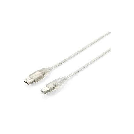Equip USB Kabel 2.0 A-B St/St 1.80m transparent Polybeutel - 128650