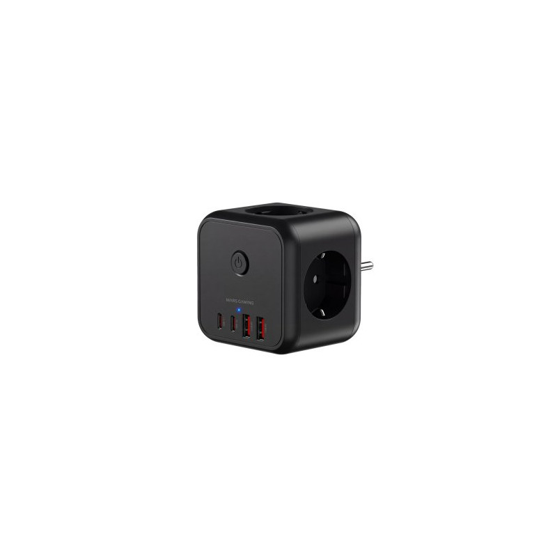 POWERCUBE MARS GAMING MD-CUBE20 4 USB 3 TOMAS DE CORRIENTE. REGLETA COLOR NEGRO - MDCUBE20