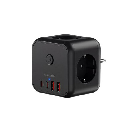 POWERCUBE MARS GAMING MD-CUBE20 4 USB 3 TOMAS DE CORRIENTE. REGLETA COLOR NEGRO - MDCUBE20