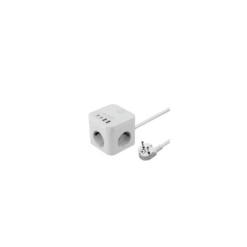 POWERCUBE MARS GAMING MD-CUBE35W 4 USB 3 TOMAS DE CORRIENTE CON CABLE 1.8M REGLETA COLOR BLANCO - MDCUBE35W
