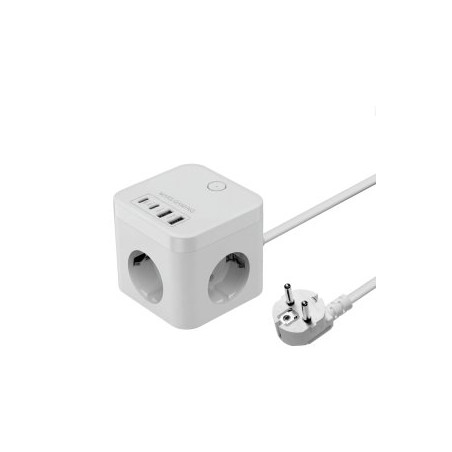 POWERCUBE MARS GAMING MD-CUBE35W 4 USB 3 TOMAS DE CORRIENTE CON CABLE 1.8M REGLETA COLOR BLANCO - MDCUBE35W