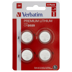 VERBATIM PILAS PLANAS DE LITIO 3V - CR2025 (4 PACK) - 49532