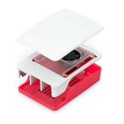 Raspberry caja oficial para Pi 5 - Color blanca/roja - Con ventilador - SC1159