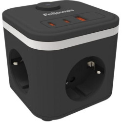 Regleta con Interruptor Fellowes/ 3 Tomas de corriente/ 1 USB - 2 USB Tipo-C/ Cable 2m/ Negra - 100137167