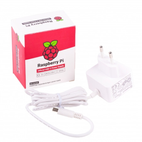 Raspberry alimentador oficial para Pi 4 - USB-C - 5V - 3A - 15W - Blanco - 1759