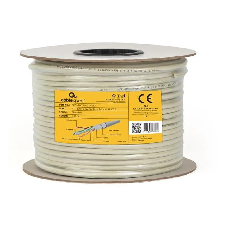 Gembird Cable LAN CAT6 FTP (CCA), sólido 100 m - FPC-6004-SOL/100