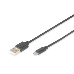 Digitus Cable de Conexión USB Tipo A-Micro USB 1.8m Negro - 4016032314646