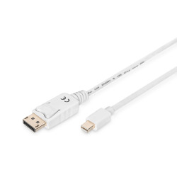 Digitus Cable de Conexión Mini DP-Displayport 3m con Bloqueo Blanco - 4016032289340