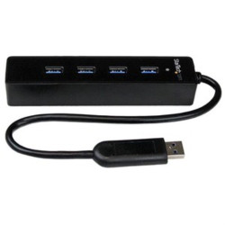 Startech Adaptador Concentrador Hub Ladrón USB 3.0 Super Speed Portátil de 4 Puertos Salidas - Negro - 4 Total USB Port(s) - 4 U