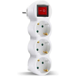 Elbat Base Multiple 3 Tomas con Interruptor - Color Blanco - EB0492