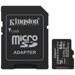 Tarjeta de Memoria Kingston CANVAS Select Plus 64GB microSD XC con Adaptador/ Clase 10/ 100MBs - SDCS3/64GB