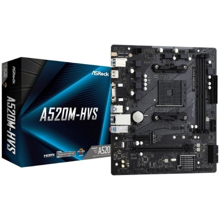 Placa Base Asrock A520M-HVS/ DDR4/ PCIe 3.0/ Socket AM4/ Micro ATX - 90-MXBE60-A0UAYZ