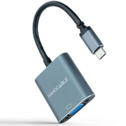 Conversor Nanocable 10.16.4101-G/ USB Tipo-C Macho - VGA Hembra/ 10cm/ Negro y Gris - 10.16.4101-G