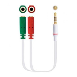 Cable Estéreo Nanocable 10.24.1201/ Jack 3.5 Macho - 2x Jack 3.5 Hembra/ 20cm/ Blanco - 10.24.1201