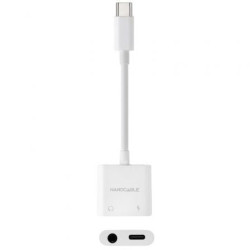 Adaptador Audio Nanocable 10.24.1206/ USB Tipo-C Macho - Jack 3.5 Hembra/ USB Tipo-C Hembra/ Blanco - 10.24.1206