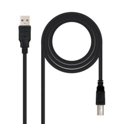 Cable USB 2.0 Impresora Nanocable 10.01.0104-BK/ USB Tipo-B Macho - USB Macho/ 3m/ Negro - 10.01.0104-BK