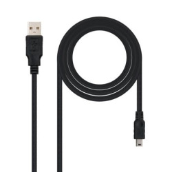Cable USB 2.0 Nanocable 10.01.0400/ USB Macho - MiniUSB Macho/ 50cm/ Negro - 10.01.0400