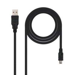 Cable USB 2.0 Nanocable 10.01.0401/ USB Macho - MiniUSB Macho/ 1m/ Negro - 10.01.0401
