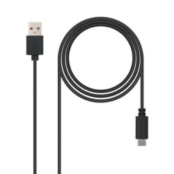 Cable USB 2.0 Nanocable 10.01.2101/ USB Tipo-C Macho - USB Macho/ 480Mbps/ 1m/ Negro - 10.01.2101