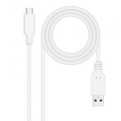 Cable USB 2.0 Nanocable 10.01.2101-W/ USB Tipo-C Macho - USB Macho/ 480Mbps/ 1m/ Blanco - 10.01.2101-W