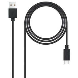 Cable USB 2.0 Nanocable 10.01.2103/ USB Macho - USB Tipo-C Macho/ 480Mbps/ 3m/ Negro - 10.01.2103