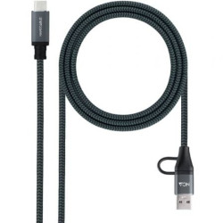 Cable USB 3.2 Tipo-C Nanocable 10.01.4113-COMB/ USB Tipo-C Macho + USB Macho - USB Tipo-C Macho/ Hasta 100W/ 20Gbps/ 3m/ Gris y 
