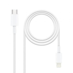 Cable USB 2.0 Tipo-C Lightning Nanocable 10.10.0601/ USB Tipo-C Macho - Lightning Macho/ 1m/ Blanco - 10.10.0601