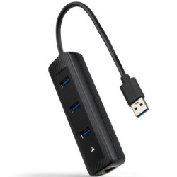 Hub USB 3.0 Nanocable 10.16.4604/ 3xUSB/ 1xRJ45/ Negro - 10.16.4604