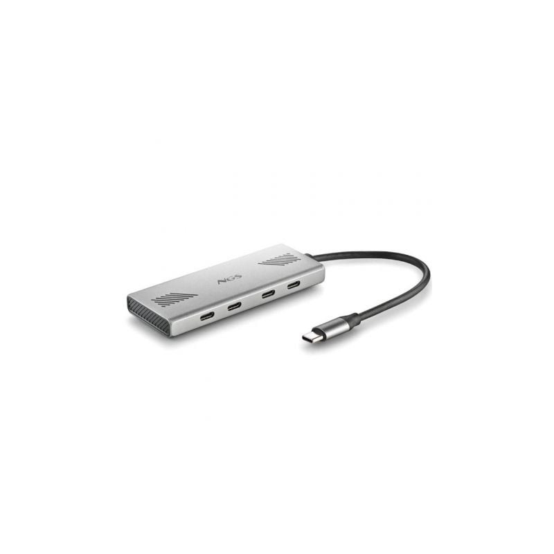 Hub USB Tipo-C NGS Wonder4-C/ 4xUSB Tipo-C/ Gris - WONDER4C