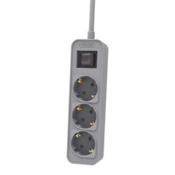 Regleta con Interruptor Philips CHP2134G/ 3 Tomas de corriente/ Cable 1.5m/ Gris - CHP2134G/12