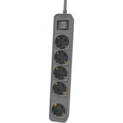 Regleta con Interruptor Philips CHP2154G/12 5 Tomas de corriente/ Cable 1.5m/ Gris - CHP2154G/12