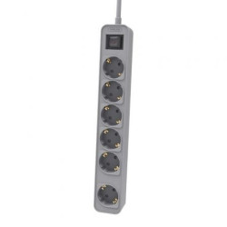 Regleta con Interruptor Philips CHP2164G/10/ 6 Tomas de corriente/ Cable 1.5m/ Gris - CHP2164G/10