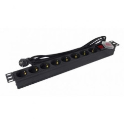 Regleta con Interruptor Phasak BNS 1520/ 8 Tomas de Corriente/ Cable 3m/ Negro - BNS 1520