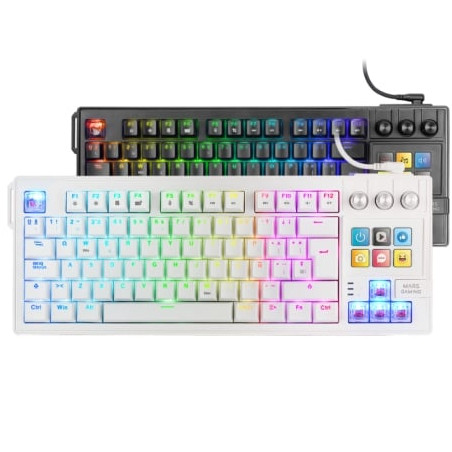 Teclado Gaming Mecánico Mars Gaming MK-MASTER/ Switch Rojo/ Blanco/ Incluye SmartDeck - MKMASTERWES