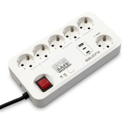 Regleta con interruptor Salicru SAFE MASTER+/ 5 Tomas de corriente/ 1 Master/ 2 USB Tipo-C/ 1 USB/ Cable 1.4m/ Blanca - 680DA000