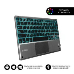 Teclado Compacto Inalámbrico Subblim Touchpad Smart Blacklit/ Gris - SUB-KBT-SMBT51